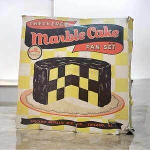 Vintage Checkered Marble Cake Pan Set Chicago Metallic Mfg. Co